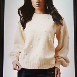 Eloquii Ee Bobble Sweater Cream Winter Office Sweater Sise 18/20